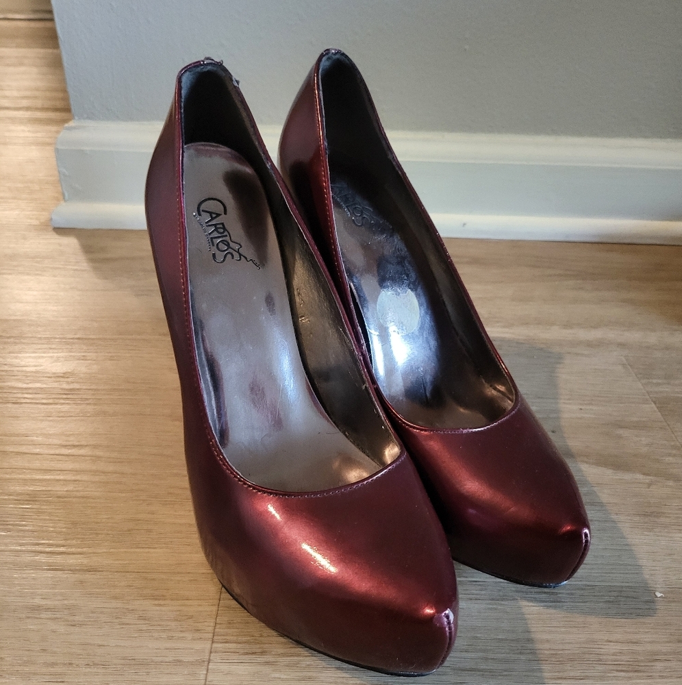 Carlos Burgundy Patent Leather Heels Size 8